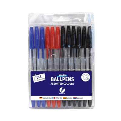 BALLPOINT PENS ASSORTED 12 PACK X 12