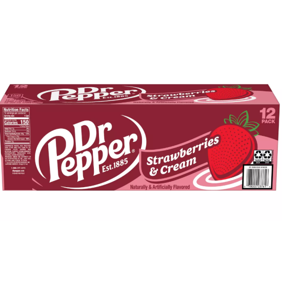 USA DR PEPPER STRAWBERRIES & CREAM CANS 355ML X 12 ( NOT PRICE MARKED )