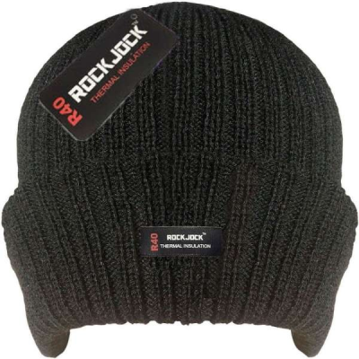 HAT THERMAL BLACK RIBBED MENS PACK OF 12 -  HAI702